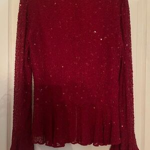 Elegant Red Sequin Women's Top